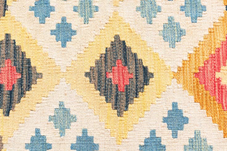 Detail image of 4' x 5' 4 Hand Woven Kilim Maymana Wool Rug