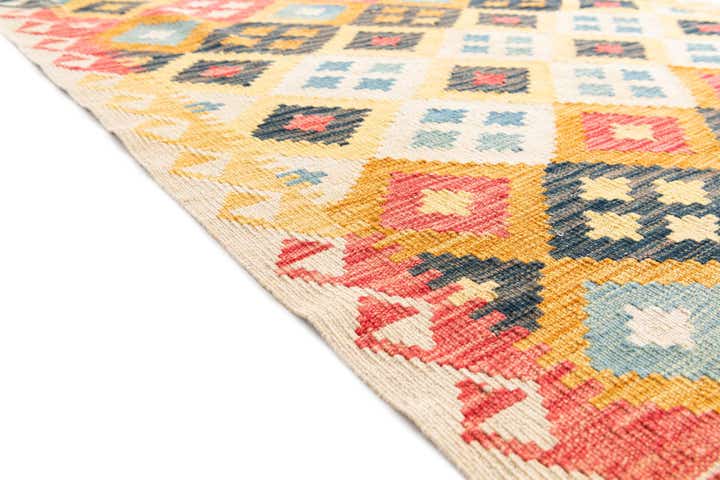 4' x 5' 4 Hand Woven Kilim Maymana Wool Rug