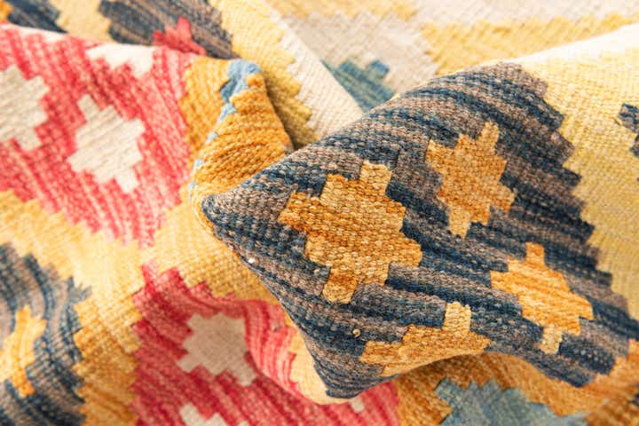 4' x 5' 4 Hand Woven Kilim Maymana Wool Rug