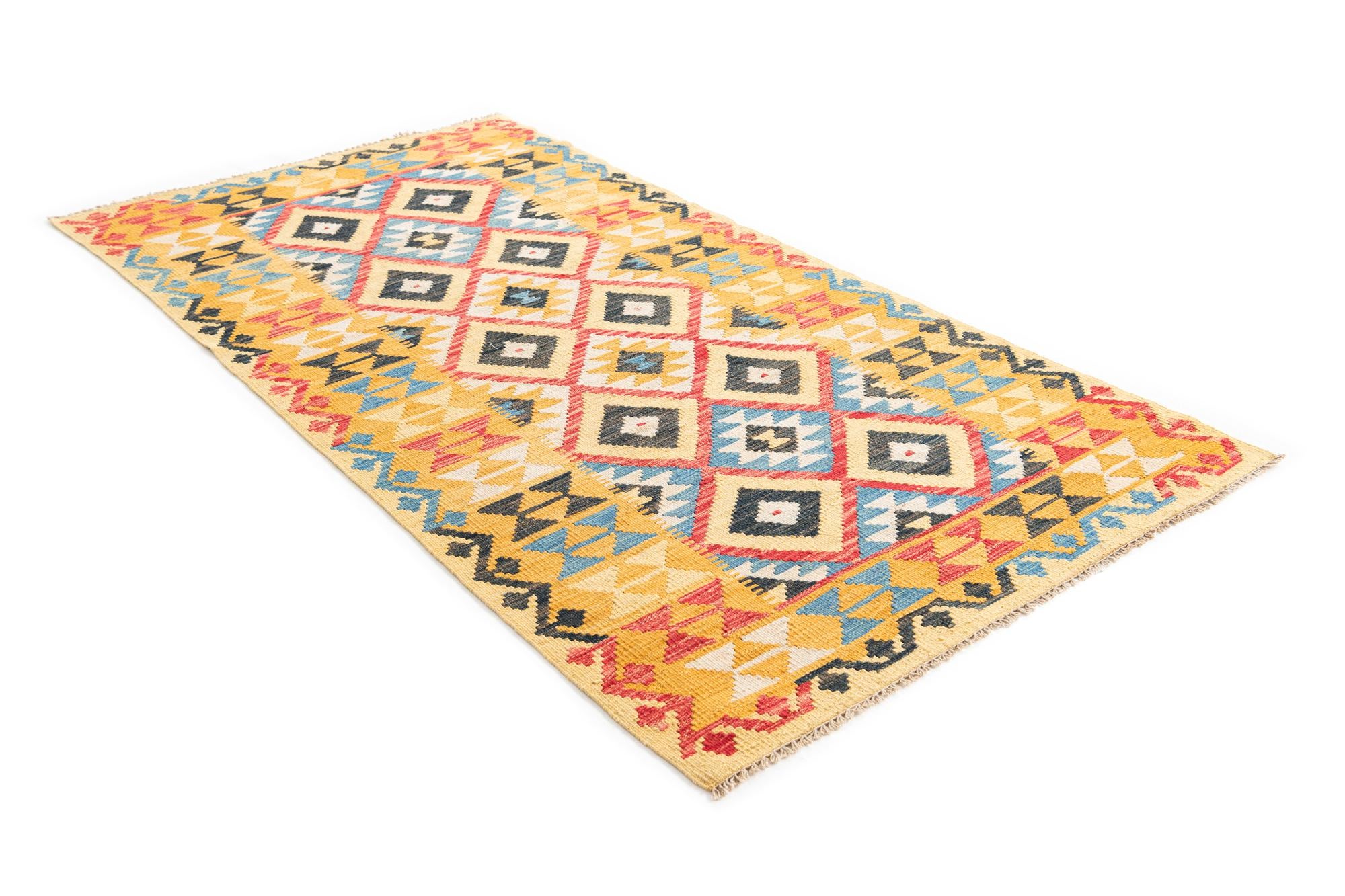 3' 5 x 6' 5 Hand Woven Kilim Maymana Wool Rug