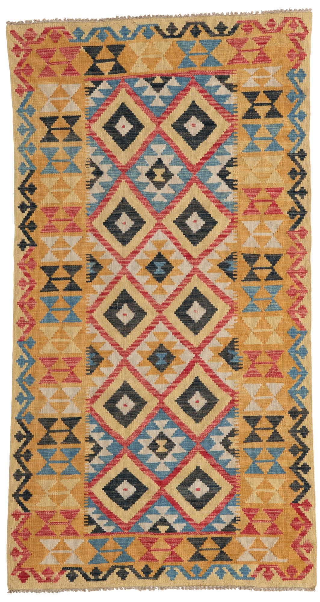 3' 5 x 6' 5 Hand Woven Kilim Maymana Wool Rug