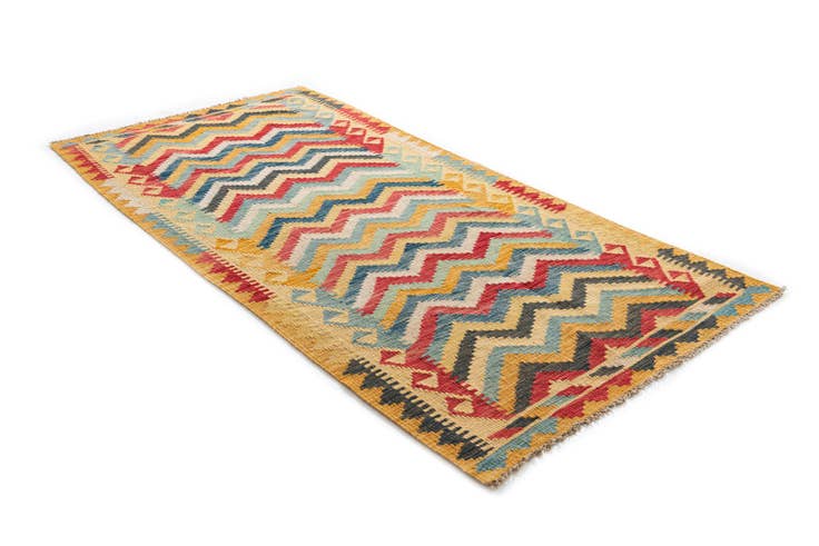 Detail image of 3' 4 x 6' 6 Hand Woven Kilim Maymana Wool Rug