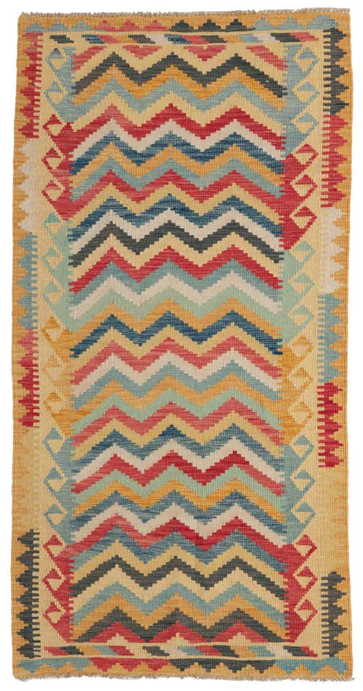 3' 4 x 6' 6 Hand Woven Kilim Maymana Wool Rug