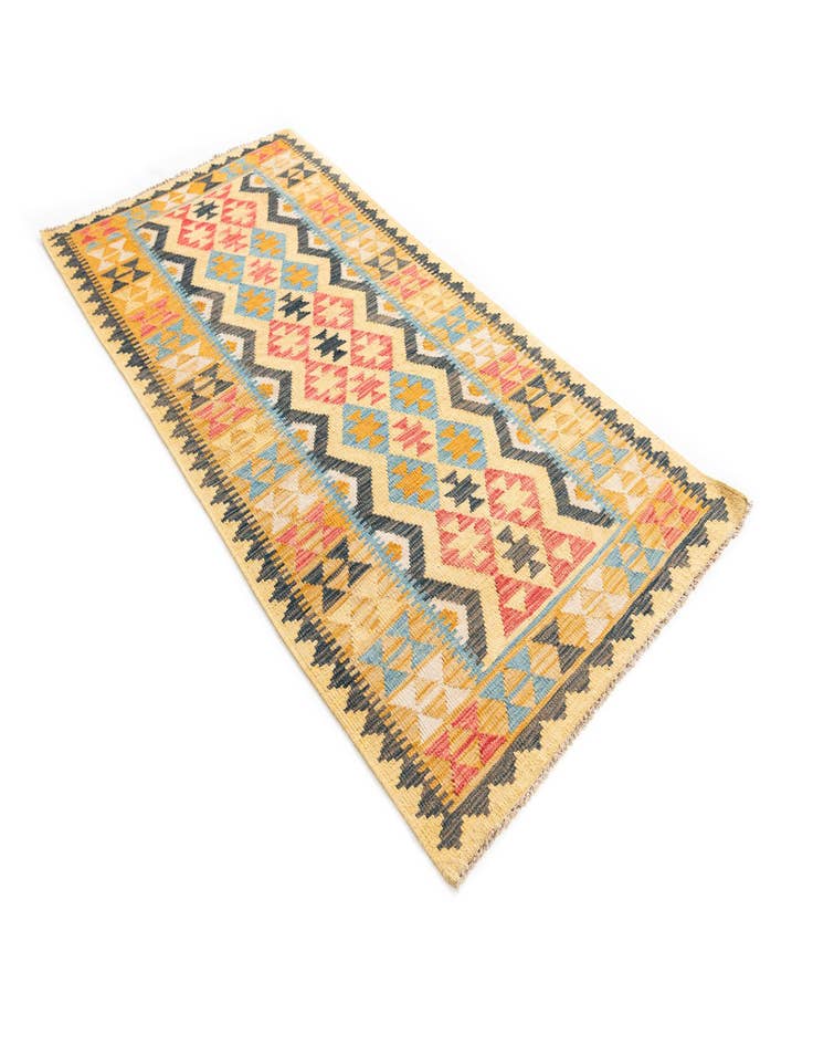 Detail image of 3' 5 x 6' 6 Hand Woven Kilim Maymana Wool Rug