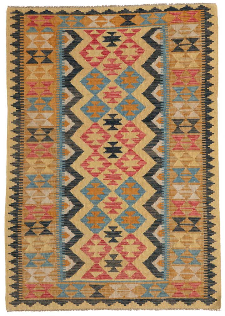 3' 5 x 6' 6 Hand Woven Kilim Maymana Wool Rug