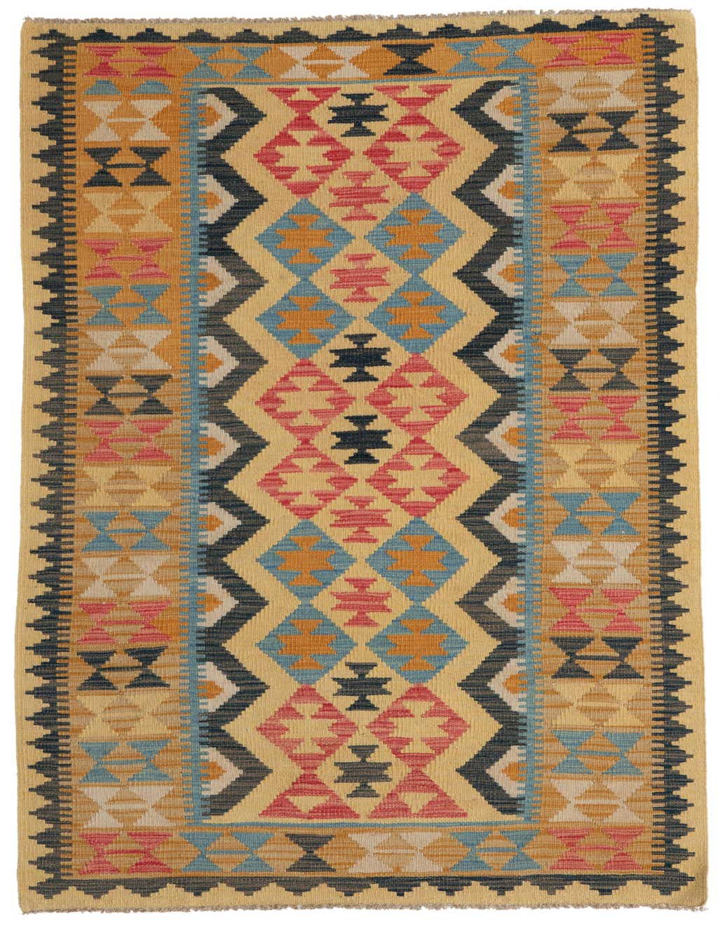 3' 5 x 6' 6 Hand Woven Kilim Maymana Wool Rug