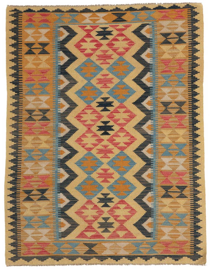 Detail image of 3' 5 x 6' 6 Hand Woven Kilim Maymana Wool Rug