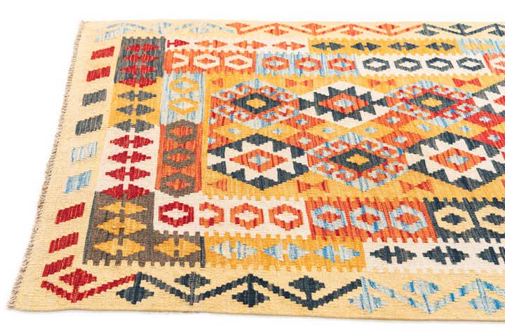 3' 7 x 6' 6 Hand Woven Kilim Maymana Wool Rug