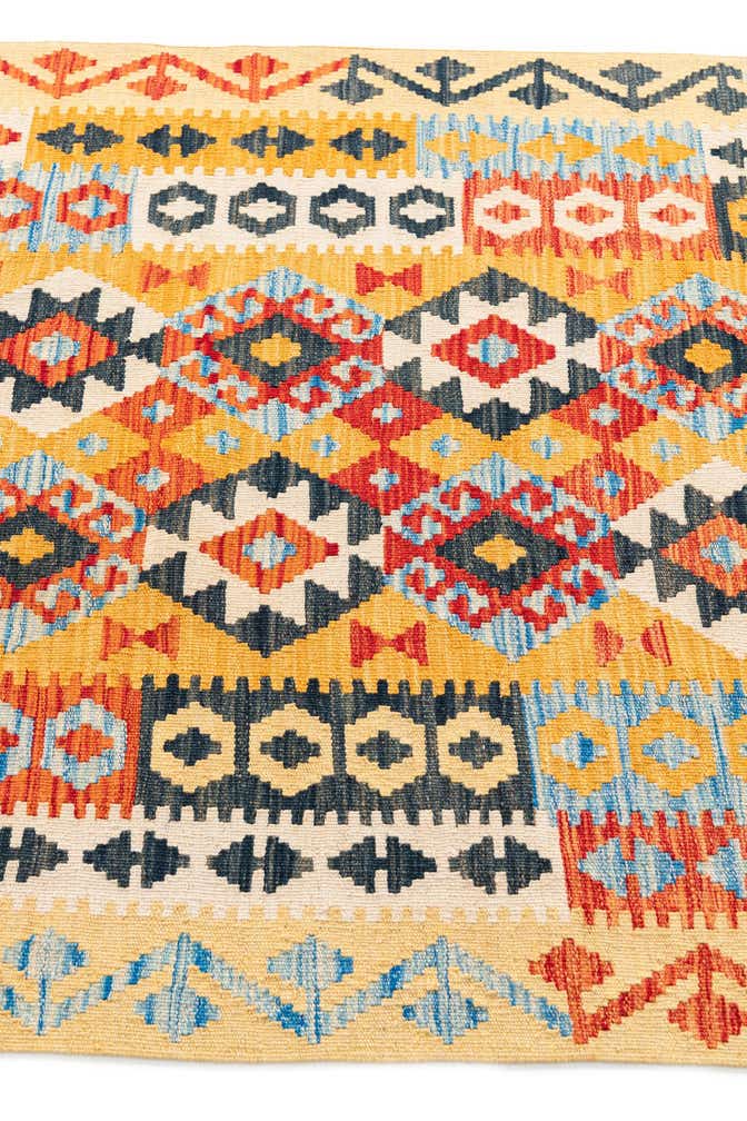 3' 7 x 6' 6 Hand Woven Kilim Maymana Wool Rug