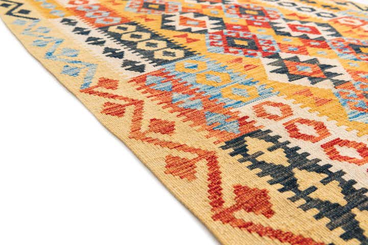 3' 7 x 6' 6 Hand Woven Kilim Maymana Wool Rug