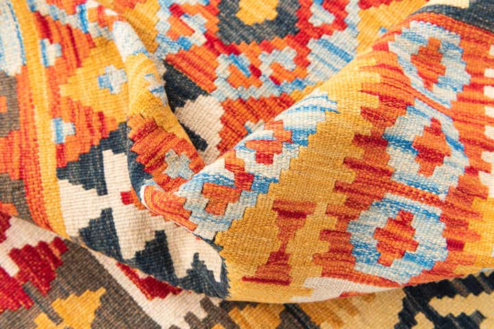 3' 7 x 6' 6 Hand Woven Kilim Maymana Wool Rug