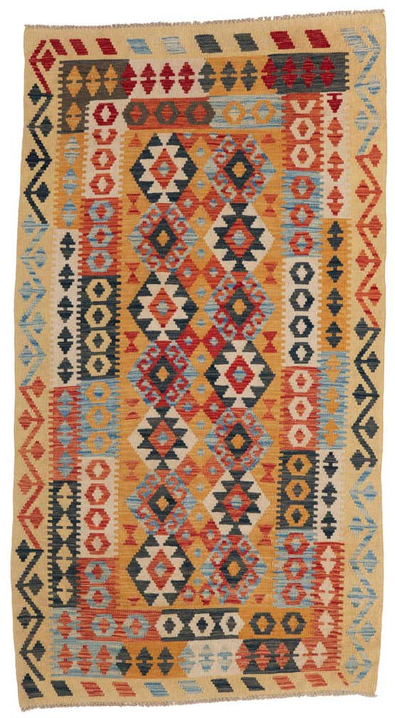 3' 7 x 6' 6 Hand Woven Kilim Maymana Wool Rug