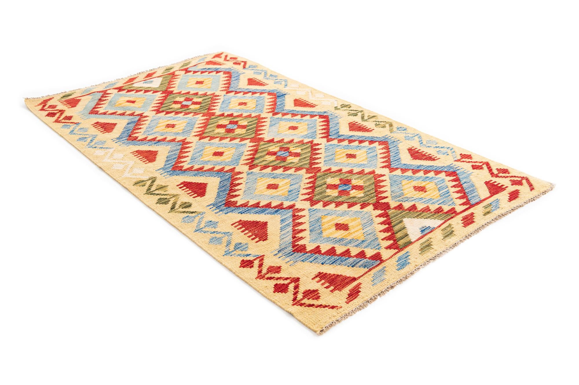 3' 6 x 5' 10 Hand Woven Kilim Maymana Wool Rug