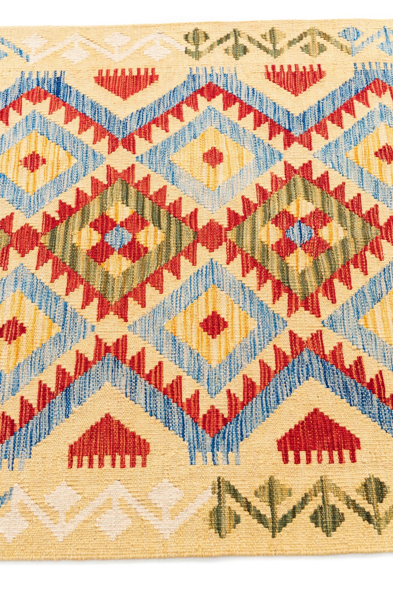 3' 6 x 5' 10 Hand Woven Kilim Maymana Wool Rug
