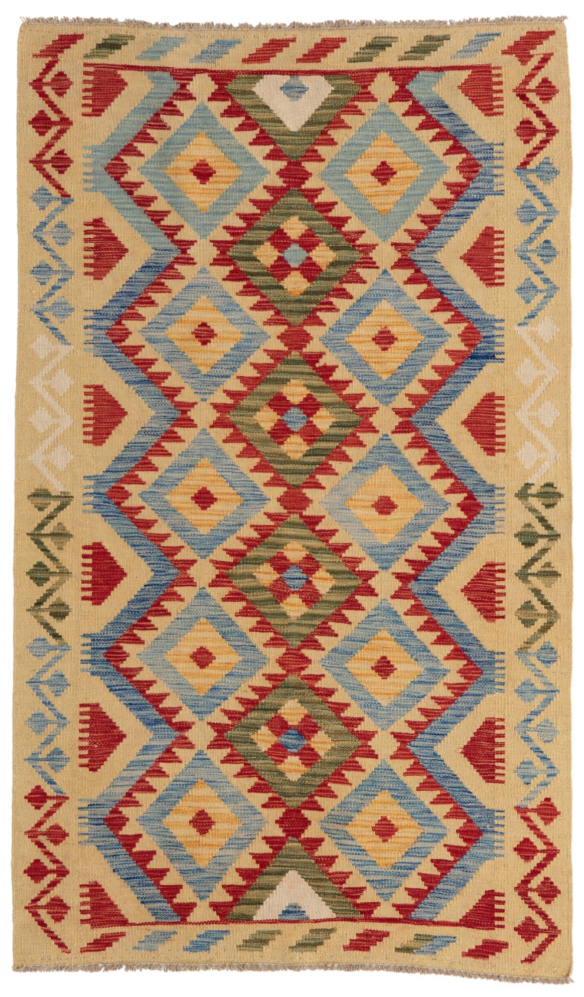 3' 6 x 5' 10 Hand Woven Kilim Maymana Wool Rug