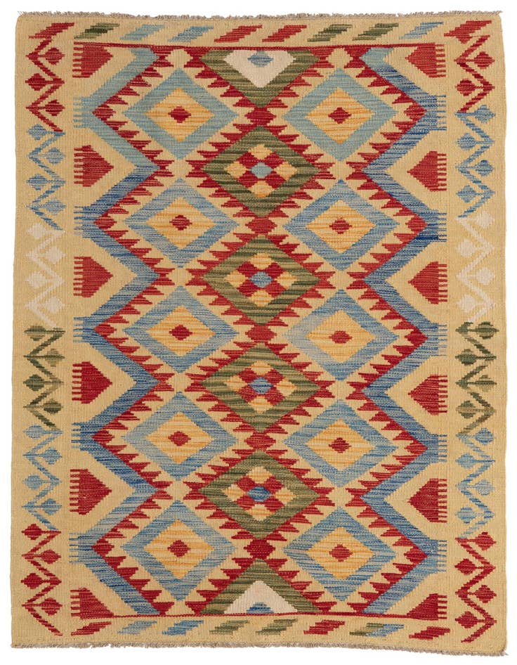 Detail image of 3' 6 x 5' 10 Hand Woven Kilim Maymana Wool Rug