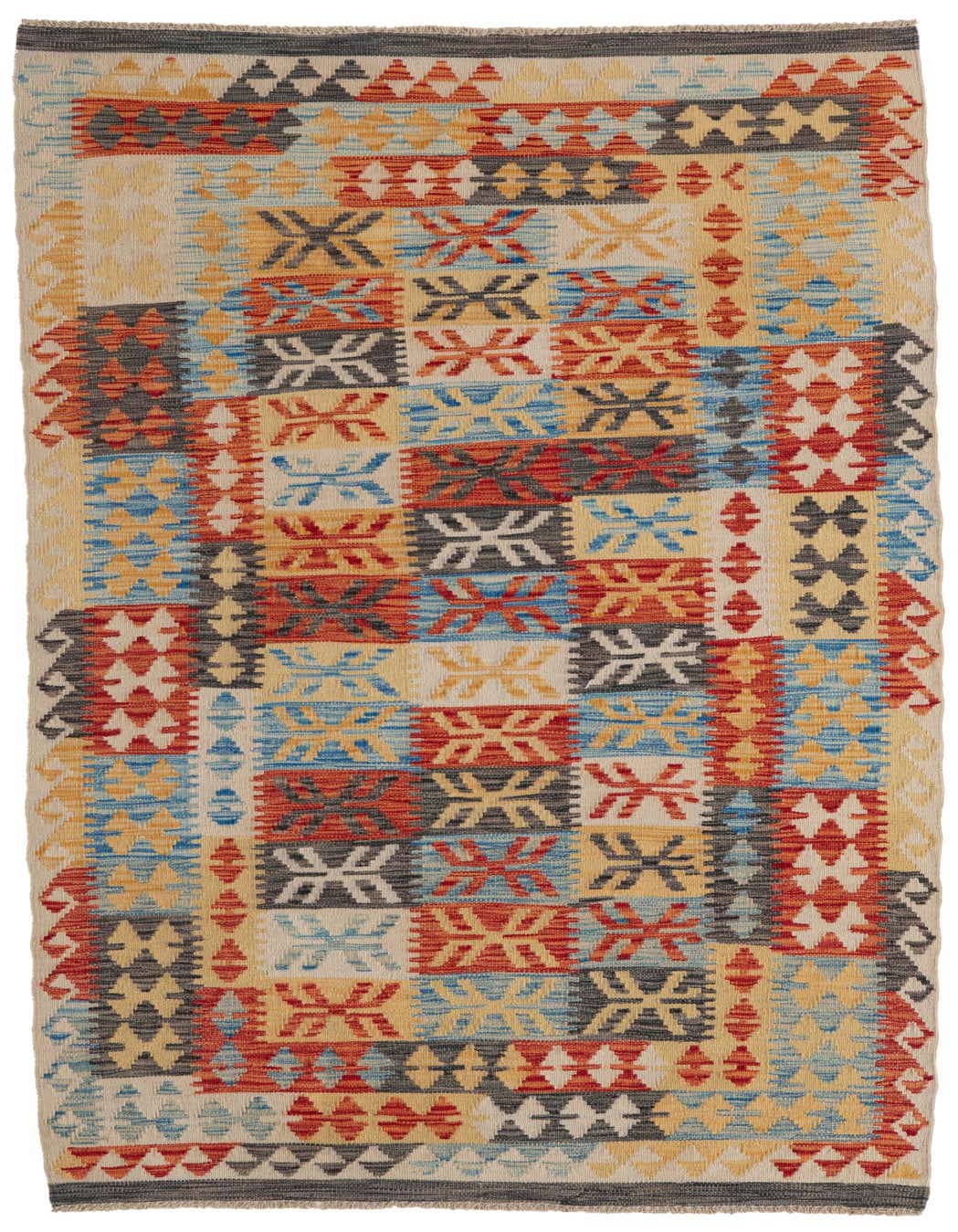 3' 6 x 6' 6 Hand Woven Kilim Maymana Wool Rug