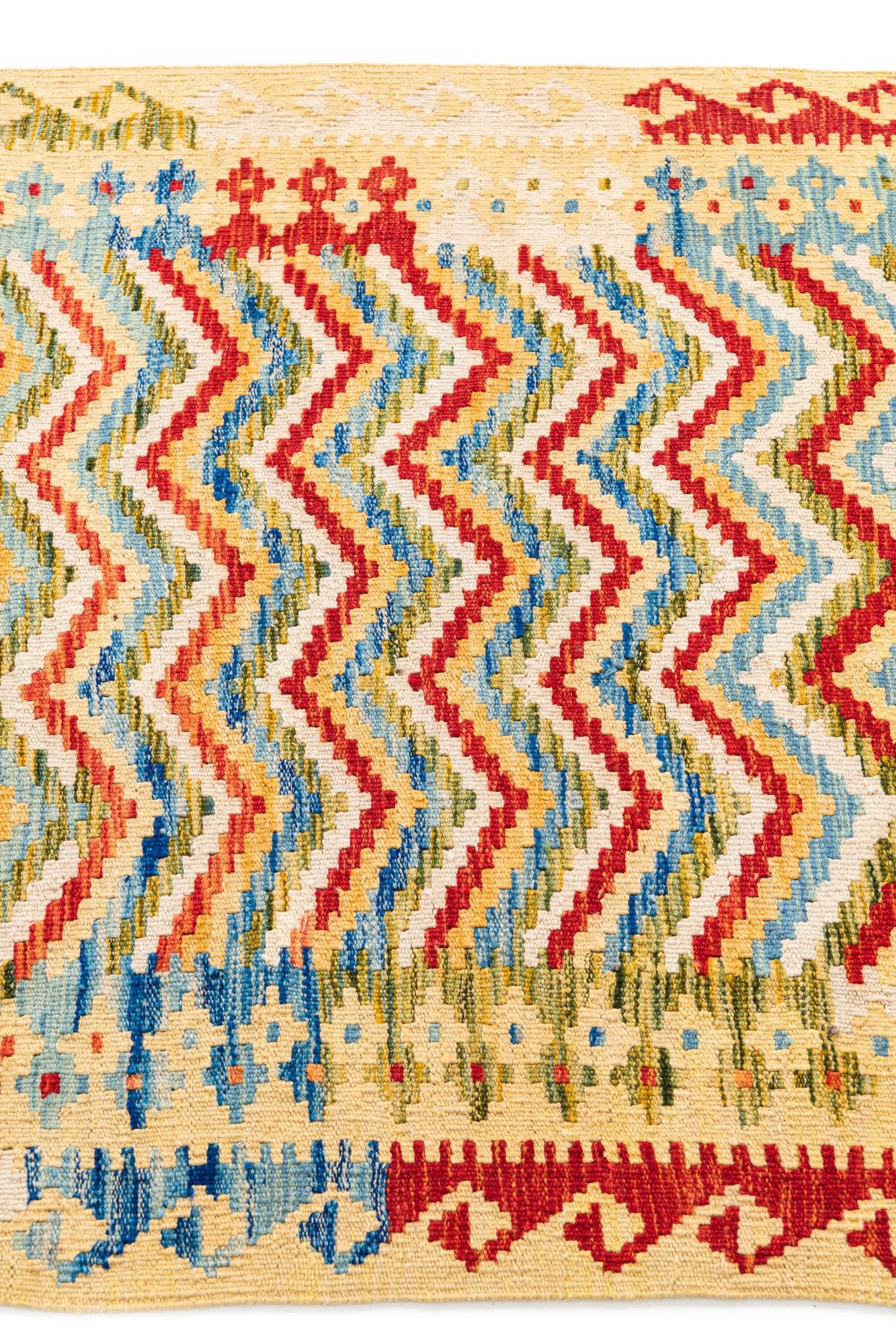 3' 4 x 6' 4 Hand Woven Kilim Maymana Wool Rug