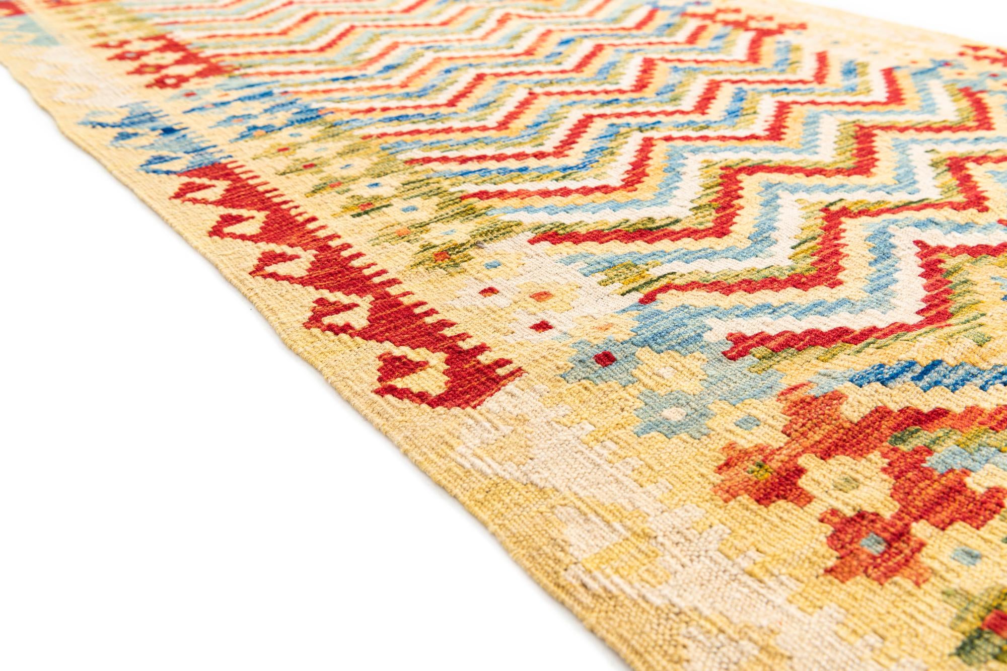 3' 4 x 6' 4 Hand Woven Kilim Maymana Wool Rug