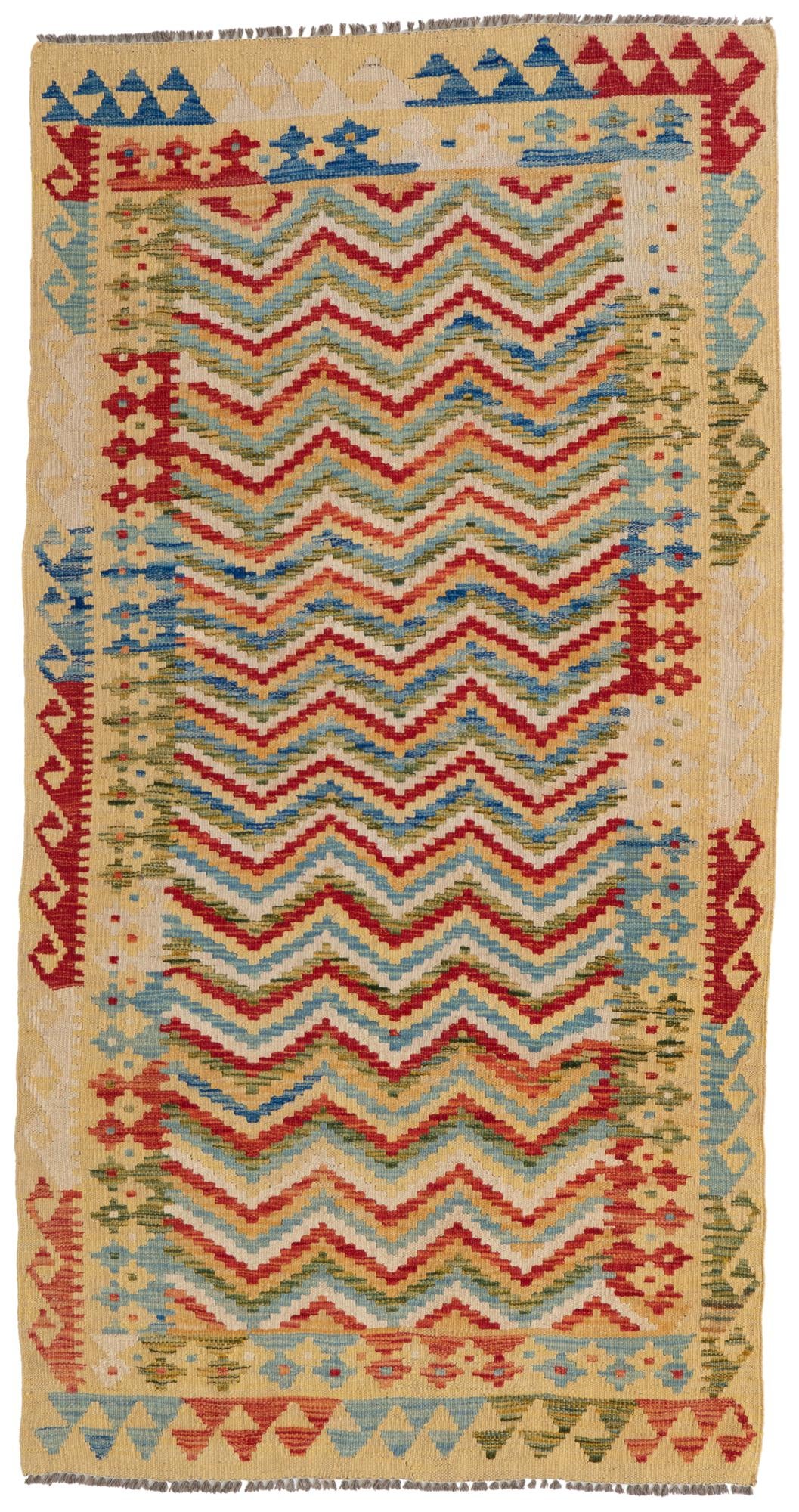 3' 4 x 6' 4 Hand Woven Kilim Maymana Wool Rug