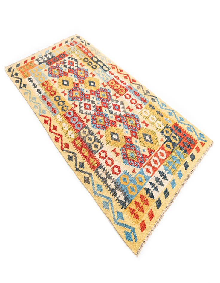 Detail image of 3' 6 x 6' 8  Hand Woven Kilim Maymana Wool Rug