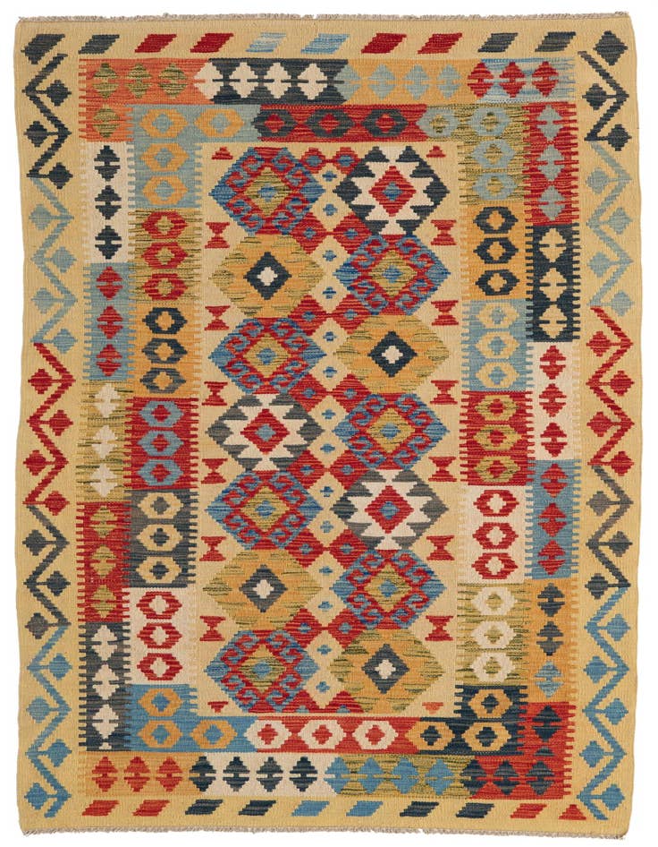 Detail image of 3' 6 x 6' 8 Hand Woven Kilim Maymana Wool Rug