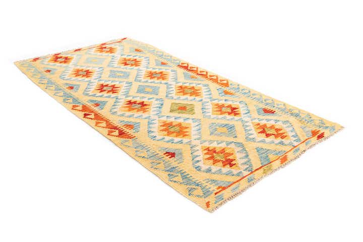 3' 4 x 6' 6 Hand Woven Kilim Maymana Wool Rug