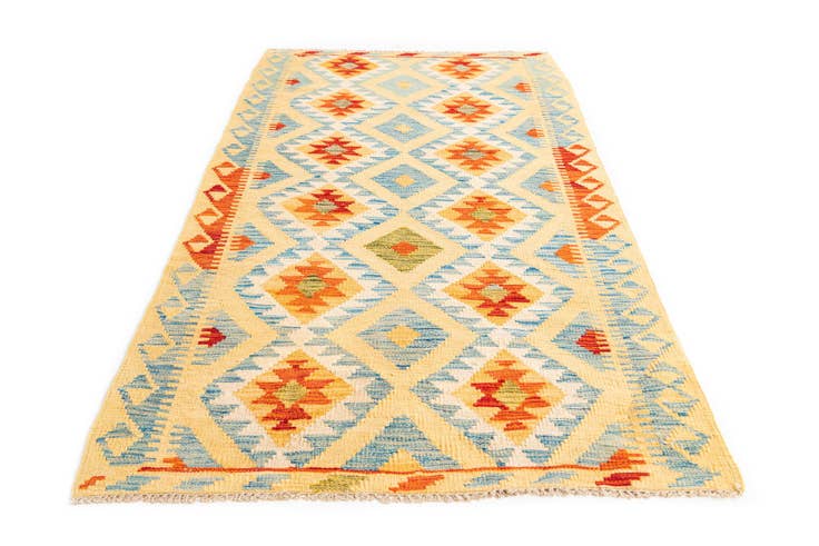 Detail image of 3' 4 x 6' 6 Hand Woven Kilim Maymana Wool Rug