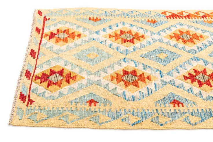 Detail image of 3' 4 x 6' 6 Hand Woven Kilim Maymana Wool Rug