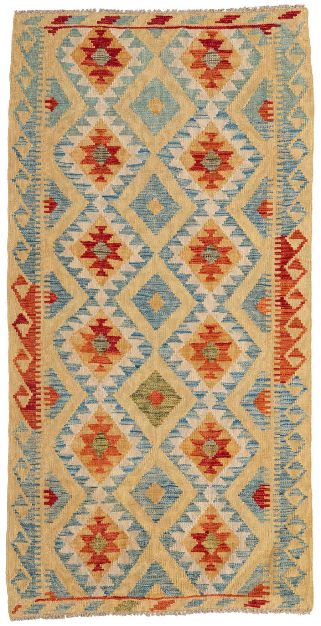 3' 4 x 6' 6 Hand Woven Kilim Maymana Wool Rug