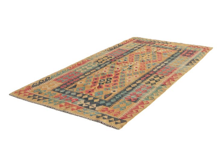 Detailansicht von 110cm x 205cm Handgewebt Kilim Maymana Wolle Teppich