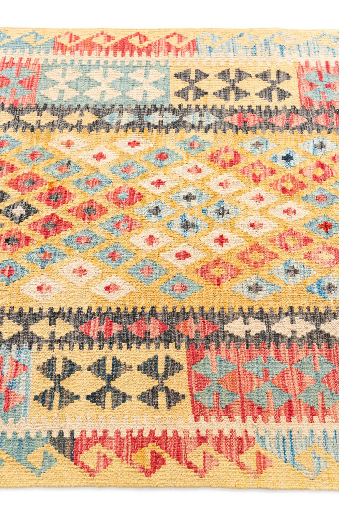3' 7 x 6' 9 Hand Woven Kilim Maymana Wool Rug