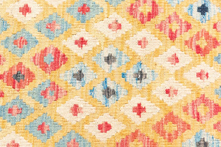 Detailansicht von 110cm x 205cm Handgewebt Kilim Maymana Wolle Teppich