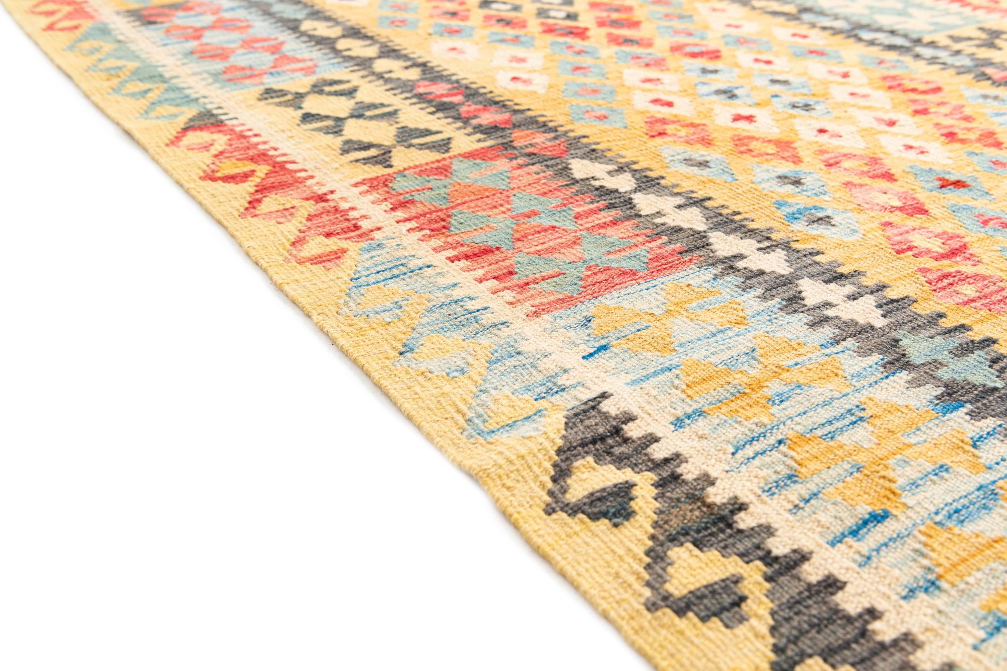 3' 7 x 6' 9 Hand Woven Kilim Maymana Wool Rug