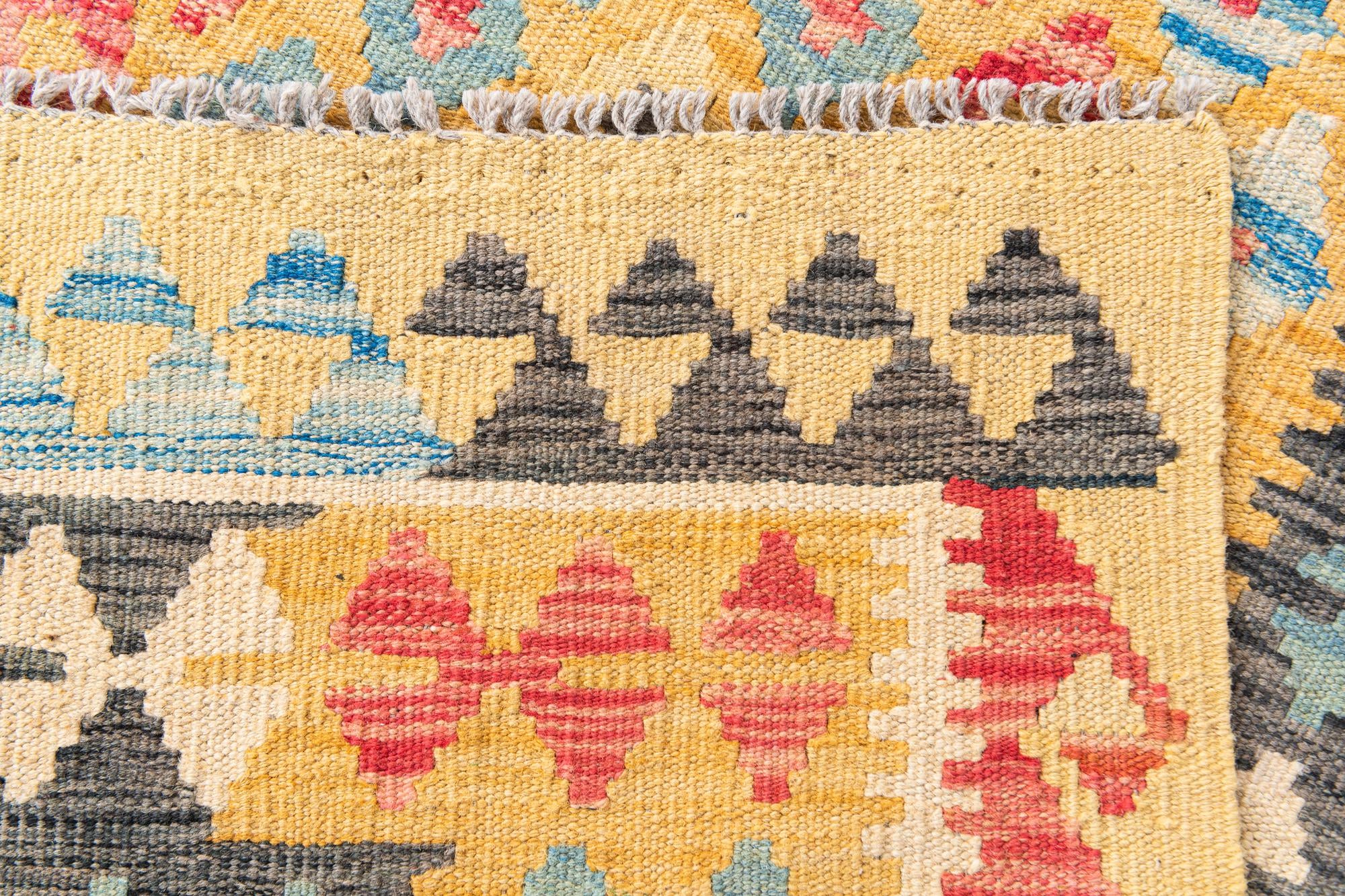 3' 7 x 6' 9 Hand Woven Kilim Maymana Wool Rug