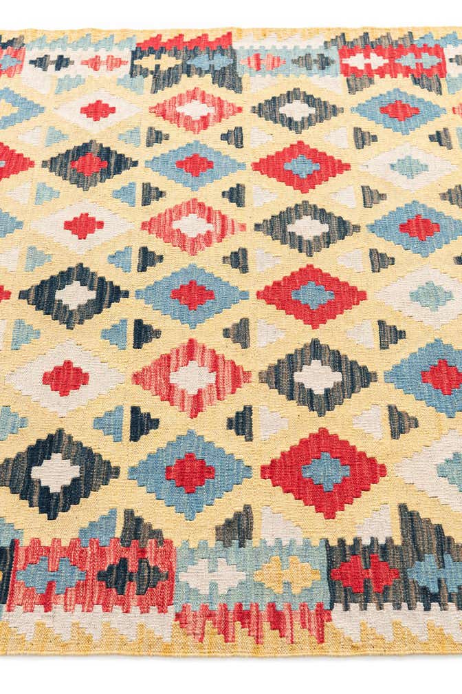 4' 5 x 6' 3 Hand Woven Kilim Maymana Wool Rug
