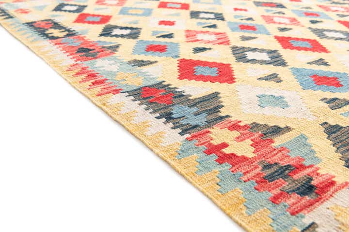 4' 5 x 6' 3 Hand Woven Kilim Maymana Wool Rug
