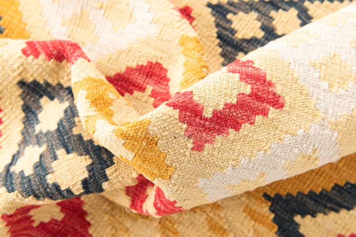 3' 6 x 6' 5 Hand Woven Kilim Maymana Wool Rug