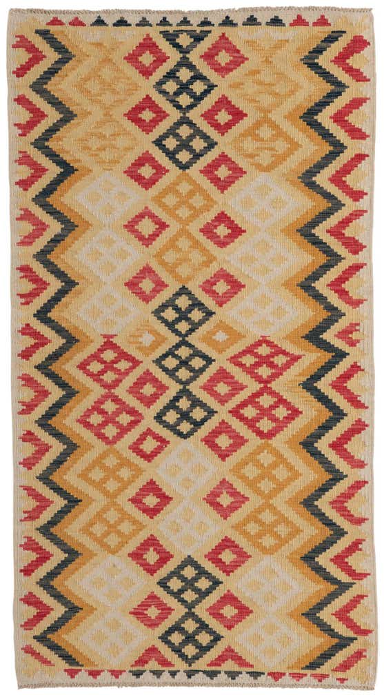 3' 6 x 6' 5 Hand Woven Kilim Maymana Wool Rug