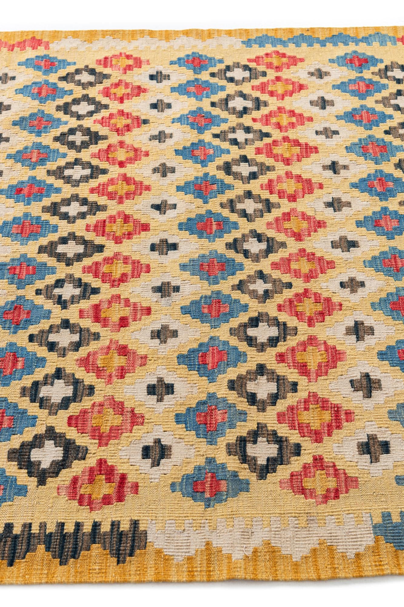4' 3 x 5' 8 Hand Woven Kilim Maymana Wool Rug