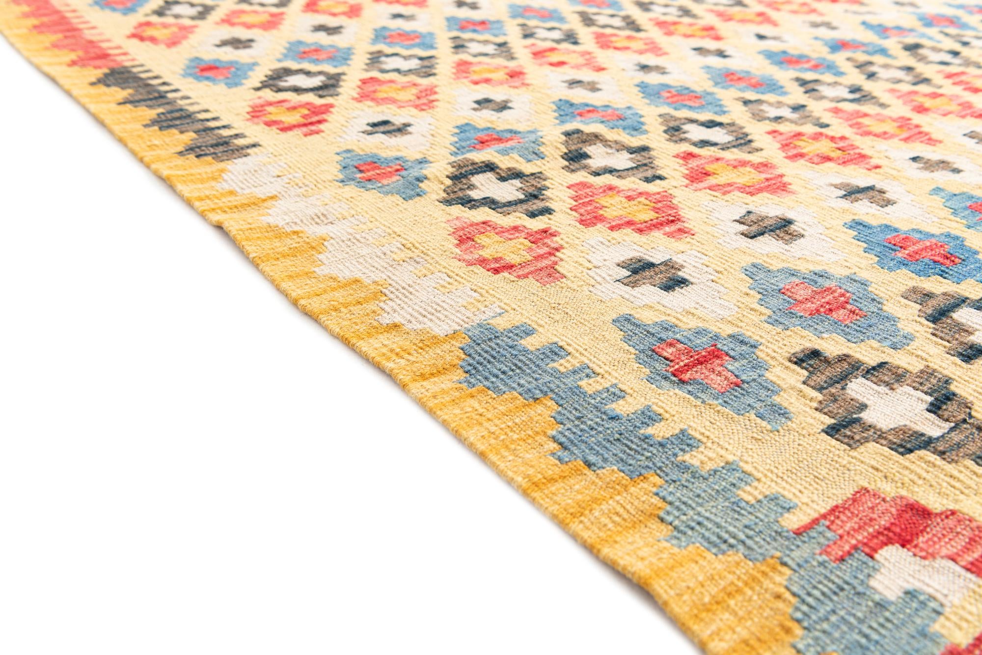 4' 3 x 5' 8 Hand Woven Kilim Maymana Wool Rug