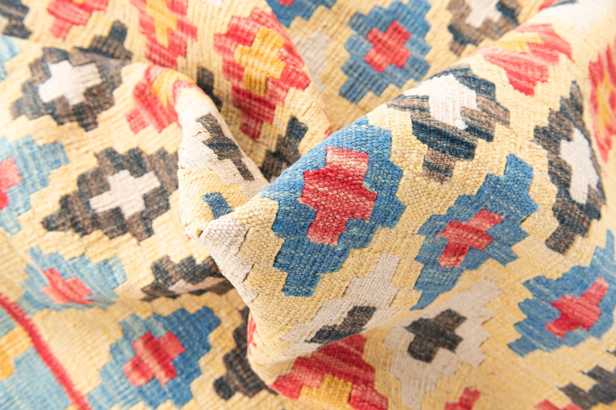 4' 3 x 5' 8 Hand Woven Kilim Maymana Wool Rug