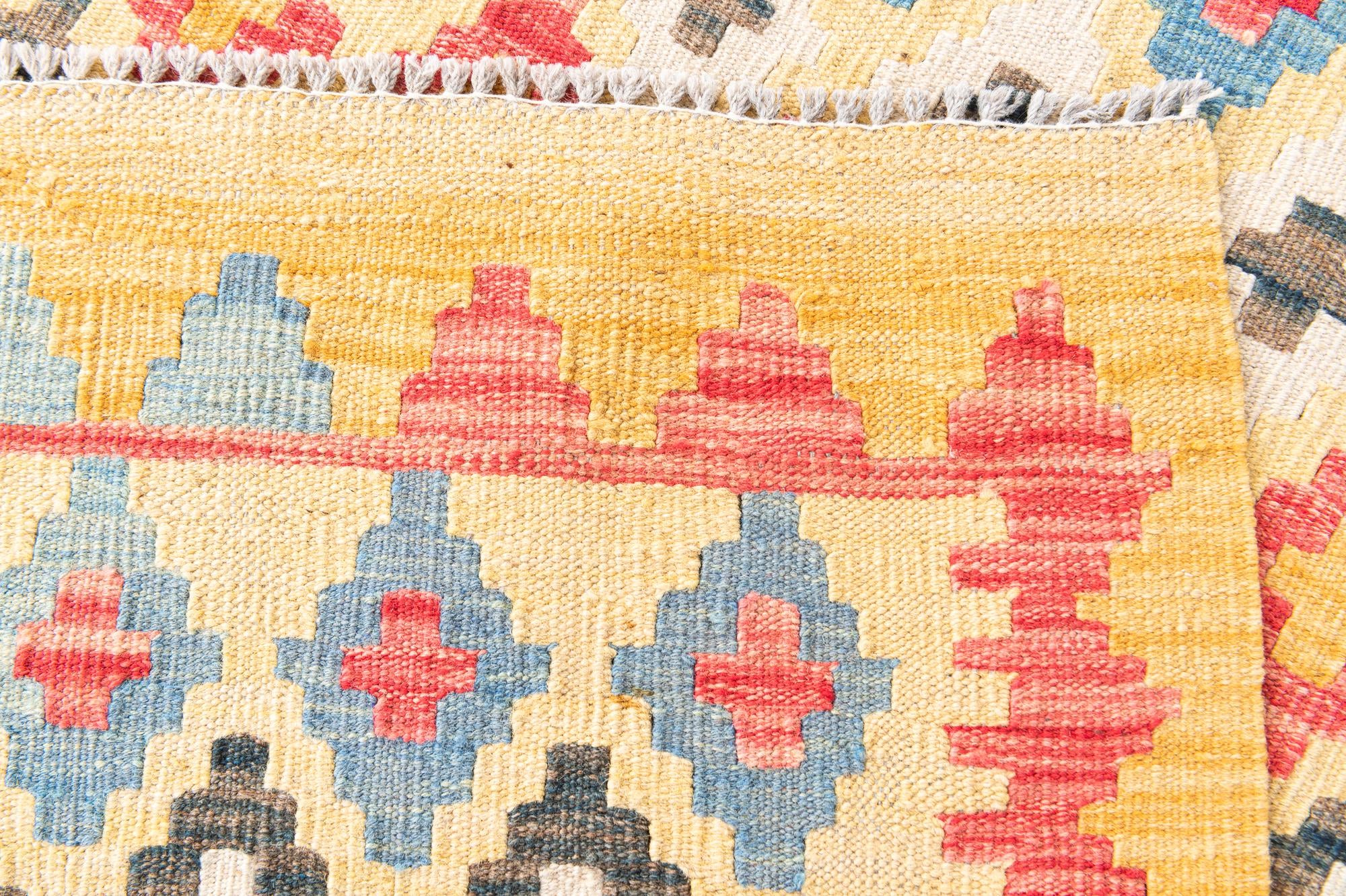 4' 3 x 5' 8 Hand Woven Kilim Maymana Wool Rug