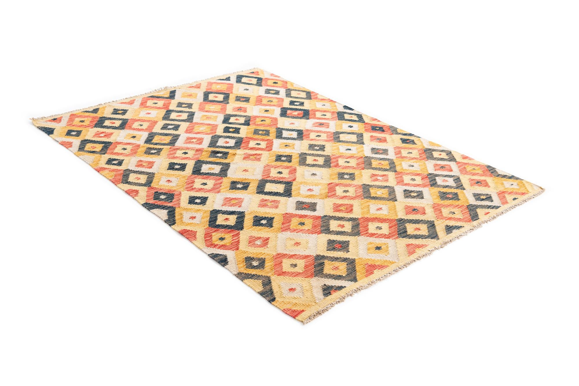 4' 1 x 5' 7 Hand Woven Kilim Maymana Wool Rug
