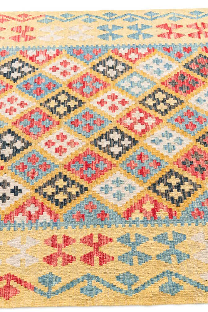 4' 3 x 5' 8 Hand Woven Kilim Maymana Wool Rug