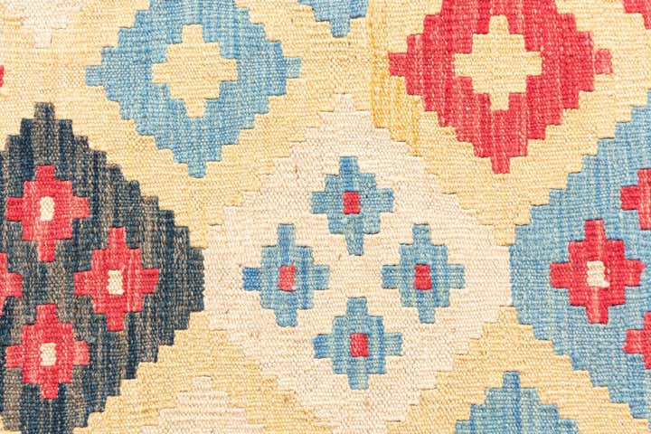4' 1 x 6' 2 Hand Woven Kilim Maymana Wool Rug