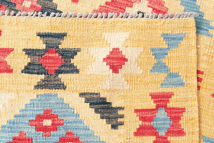 4' 1 x 6' 2 Hand Woven Kilim Maymana Wool Rug