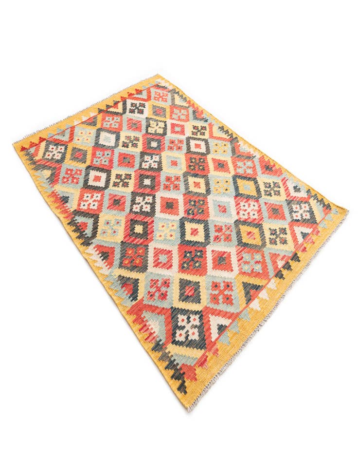 Detail image of 4' 3 x 5' 8  Hand Woven Kilim Maymana Wool Rug