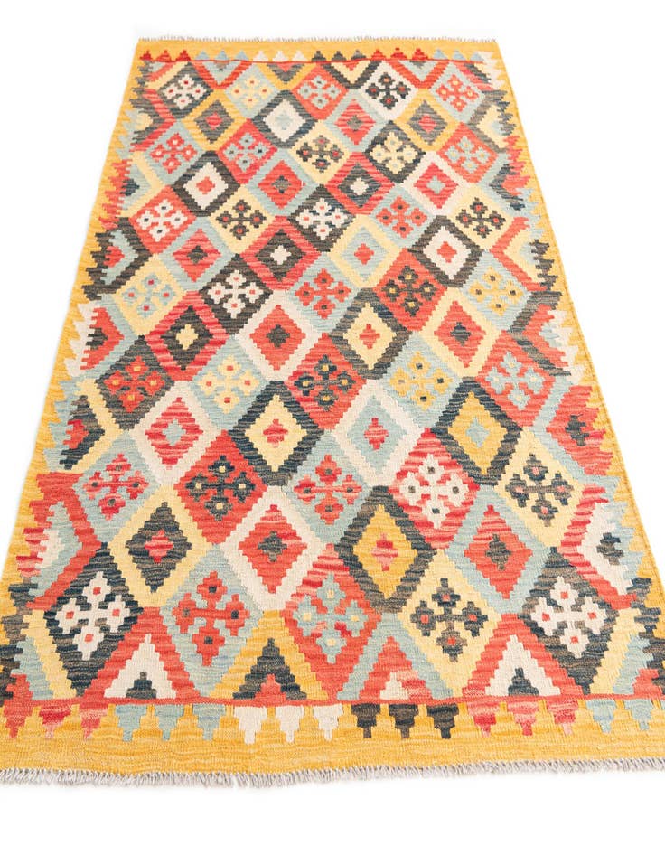 Detail image of 4' 3 x 5' 8  Hand Woven Kilim Maymana Wool Rug