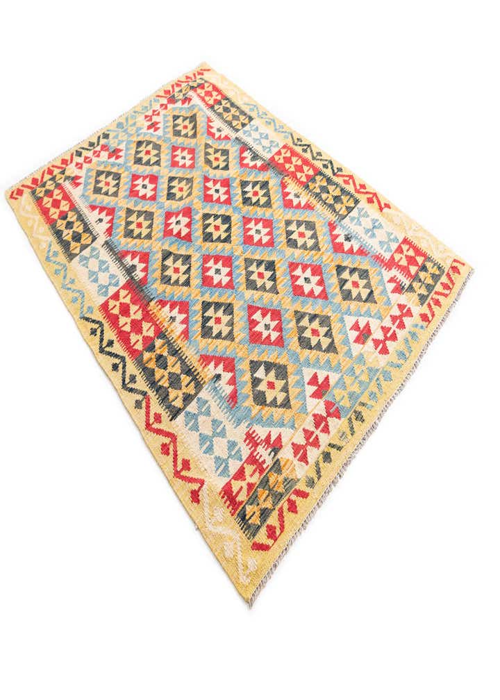 4' 4 x 5' 9 Hand Woven Kilim Maymana Wool Rug